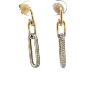14K Two-Tone 0.30CTW Diamond Paperclip Studs