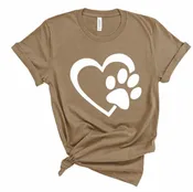 Dog Paw Print Heart T-Shirt