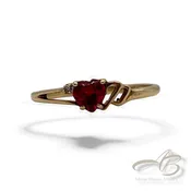 10K Yellow Gold Synthetic Heart Shaped Ruby Ring