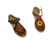 Ladies Flower Embroidery Sandals Closed Toe Genuine Authentic Mexican