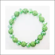 10MM RHINESTONE GREEN PRINT CRYSTAL BEADED STRETCH BRACELET ( 03 03 )