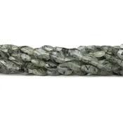 10-12mm Black Tourmalinated Quartz Faceted Oval Beads 13 inch 30 beads