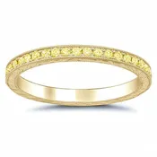 0.50 cttw Fancy Yellow Diamond Yellow Gold Hand Engraved Eternity Ring