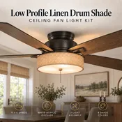 Low Profile Linen Drum Shade Light Kit for Ceiling Fans