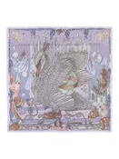 135x135 Large Silk Scarf-Glass Swan-Iris/Opal
