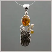 Amber / Ammonite Pendant