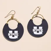 Aggie Blue Utah State University Nina Leather Hoop Earrings