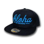 Aloha Strong 3D Script Black Hat with Blue Print