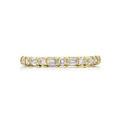 18K Yellow Gold Emerald-Cut and Round Diamond Single-Row East-West Band