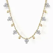 14 Karat Two-Tone Gold 0.51 Carat Diamond Cluster Station Necklace By Gabriel - 16"