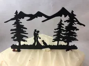 Cake Topper Wedding Couple Outdoors With Dog. Dog Cake Topper.