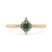 0.60ct Roma Teal Green Montana Sapphire Compass Diamond Ring