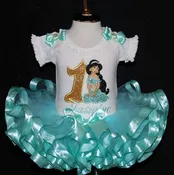 1st birthday princess outfit, Jasmine with ribbon trim tutu