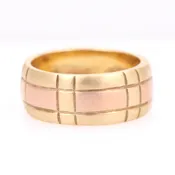 14k Rose and Yellow Gold Two-Tone Carved Wedding Band