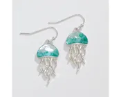 Aqua and White Jelly Fish Earrings
