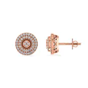 10K Rose Gold Round Diamond Designer Mens Stud Earring 1/5 Cttw