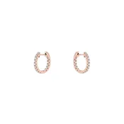 14 Karat Rose Gold Inside & Out Huggie Earrings With Diamonds