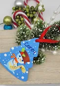 Personalized Christmas tree ornament with snowman, gift list name and year date