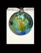 Aqua Marine Ornament with Gold Wave Design — Welcome to Santa Barbara Glassblowing Studio