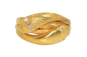 1899 Victorian Weighty Double Snake Ring Diamond