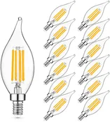 (12 Pack) E12 Candelabra LED Bulbs 6W, 2700K Warm White