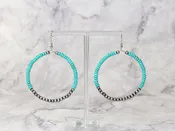 1620 Turq & Silver-Tone Wire Hoop ER R3-25