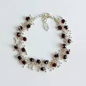 Delicate Feather Bracelet: Garnet