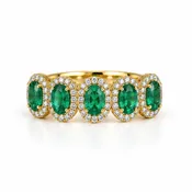 5 Stone Oval Emerald Ring