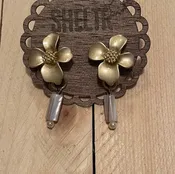 14k Plated Pink Stone & Pearl Earrings