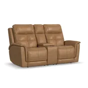Ranger Leather Power Reclining Loveseat with Console, Power Headrest, Lumbar, Heat &amp;amp; Massage