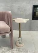 Apostolis Free Form Travertine and Crystal Side Table
