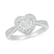 Diamond Accent Heart Promise Ring Sterling Silver