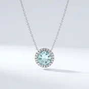 1.84ctw Aquamarine & Diamond Halo White Gold Necklace