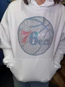 76ers Circle Logo Bling Hoodie