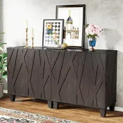 55 Zoll Sideboard, Holz-Buffetschrank mit verstellbarem Einlegeboden
