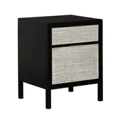 20.6" Rattan Black Side Table with Drawers Nightstand