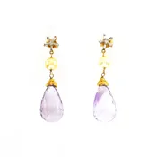 14k YG Lilac Amethyst, Opal, and Diamond Earrings — cella designs