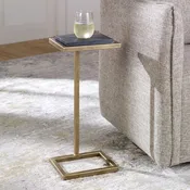 Casa Bella Living  Black Marble Top With Aged Gold Base Modern Accent Table