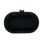 Black Oval Crystal Clutch