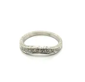 0.30 Ctw Platinum Engraved Curved Diamond Wedding Band