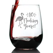 10 Flocking Years - 17 Ounce Stemless Wine Glass