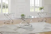 3-piece Occasional Set Chrome and Clear