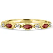 10K Yellow Gold Alternating Marquise Garnet and Round Diamond Band M13R2353V0911-GR