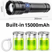 1000W LED Flashlight USB C Rechargeable Flash Light 990000000LM High Power Flashlights Zoom Tactical Lantern Long Shot COB Torch