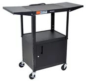 C_AVJ42CDL - Adjustable Height Steel A/V Cart & Cabinet, Drop Leaf expanding top