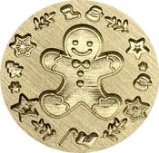 3D Gingerbread Man surrounded by Christmas Items Wax Seal Stamp head