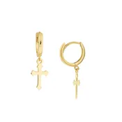 14k Gold Cross Dangle Earrings