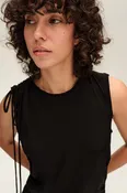Vestido sisa largo fruncidos negro