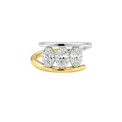 14K Two-Tone Gold Lab-Grown Oval Diamond Open Bypass Ring