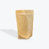 4 oz - 5 oz Kraft/Clear Stand Up Pouches - 1000 Pack - 4" x 6.7" x (1" + 1")